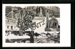 AK Saitz, Ortsansicht, Weinkellerei Albein Watzek, Strassenpartie Und Kirche  - Czech Republic