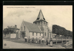 CPA Fontaine-Lavaganne, L`Eglise Et La Place  - Other & Unclassified