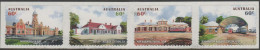 AUSTRALIA - DIE-CUT-USED 2013 $2.40 Historic Railway Stations Strip Of Four Backing Attached - Used Stamps