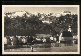AK Grossgmain, Ortsansicht Mit Der Kirche, Blick Auf Das Lattengebirge  - Other & Unclassified