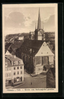 AK Pössneck I. Thür., Die Kirche Vom Rathausgiebel Gesehen  - Poessneck