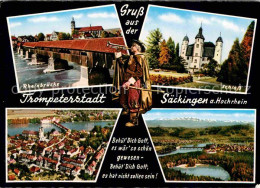 72750740 Saeckingen Rhein Rheinbruecke Schloss Panorama Luftaufnahme Bad Saeckin - Bad Saeckingen