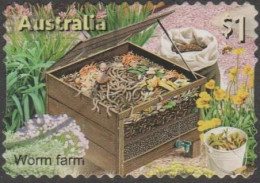 AUSTRALIA - DIE-CUT-USED 2019 $1.00 Stamp Collecting Month- In The Garden - Worm Farm - Gebraucht