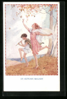 Künstler-AK Margaret W. Tarrant: An Autumn Melody, Junge Spielt Für Mädchen Auf Der Flöte  - Sonstige & Ohne Zuordnung