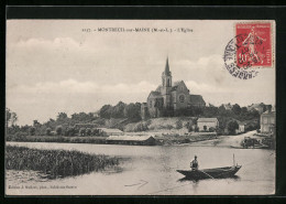 CPA Montreuil-sur-Maine, L`Eglise, Am Flussufer  - Autres & Non Classés