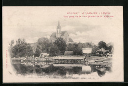 CPA Montreuil-sur-Maine, L`Eglise, Vue Prise De La Rive Gauche De La Mayenne  - Autres & Non Classés