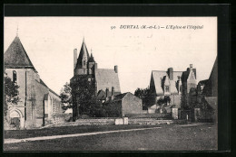 CPA Durtal, L`Eglise Et L`Hopital  - Durtal