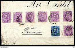 Umberto I° Cent. 50 N. 42 Sette Esemplari Su Ampio Frammento Di Busta - Poststempel