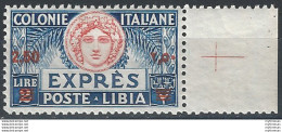 1933 Libia Espresso Lire 2,50 Su 2 Lire Bc MNH Sassone N. 13 - Andere & Zonder Classificatie