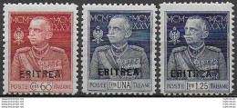 1925-26 Eritrea Giubileo Perforated 11 MNH Sassone N. 96/98 - Autres & Non Classés