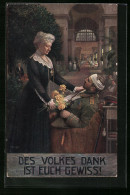 Künstler-AK Kaiserin Auguste Victoria Königin Von Preussen, Im Lazarett Mit Einem Verwundeten Soldaten  - Königshäuser