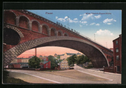 AK Plauen I. V., König Friedrich-August-Brücke Mit Stadtblick  - Plauen