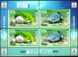 Artsakh 2024 "Europa" Underwater Flora And Fauna." 2 Horizontal Pairs Of Stamps From 2v Zd Quality:100% - Arménie