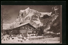 AK Grindelwald, Bennerhaus Und Wetterhorn Im Winterglanz  - Grindelwald