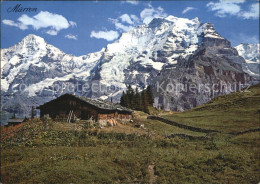 12547409 Muerren BE Berghuette Mit Moench Und Jungfrau Muerren - Autres & Non Classés