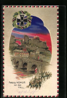 Lithographie Namur, Festung Vor Dem Fall, Halt Gegen Das Licht  - Guerre 1914-18