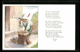 Künstler-AK Kind Bastelt Sich Ein Schwert, Gedicht, Kinder Kriegspropaganda  - Guerre 1914-18