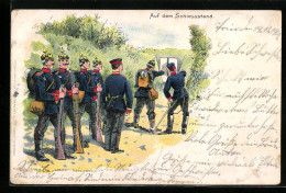 Lithographie Auf Dem Schiessstand, Infanterie  - Guerre 1914-18