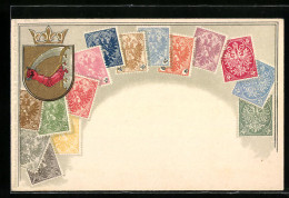 Präge-AK Briefmarken Bosnien-Herzegowina, Wappen  - Postzegels (afbeeldingen)