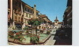 12502619 Murten Morat Ortspartie Mit Brunnen Murten - Sonstige & Ohne Zuordnung