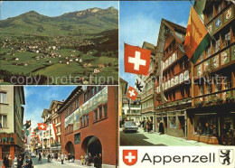 12467159 Appenzell IR Fliegeraufnahme Ladengeschaefte Innenstadt Flaggen Appenze - Autres & Non Classés