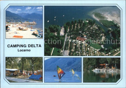 12466379 Locarno TI Camping Delta Strand Surfer Fliegeraufnahme  - Autres & Non Classés