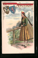 Präge-AK Junge Frau In Hessischer Tracht  - Costumes