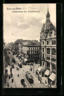 AK Berlin, Leipzigerstrasse, Ecke Friedrichstrasse, Strassenbahnen  - Tramways