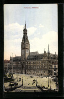 AK Hamburg, Das Rathaus Mit Strassenbahn  - Tramways