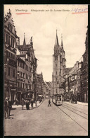 AK Nürnberg, Königstrasse Mit St. Lorenz-Kirche Und Strassenbahn  - Tramways