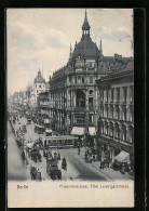 AK Berlin, Friedrichstrasse, Ecke Leipzigerstrasse Mit Strassenbahn  - Tramways