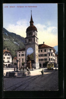 AK Altdorf, Dorfplatz Mit Teildenkmal Und Strassenbahn  - Tramways