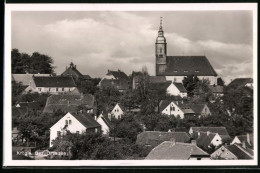 Fotografie Brück & Sohn Meissen, Ansicht Krögis, Ortspartie Mit Blick Zur Kirche  - Orte