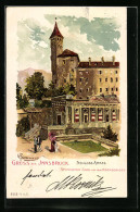 Lithographie Innsbruck, Schloss Amras, Spanischer Saal Mit Hochschloss  - Other & Unclassified