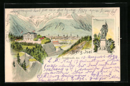 Lithographie Innsbruck, Ortsansicht Mit Berg Isel Und Hofer-Denkmal  - Sonstige & Ohne Zuordnung