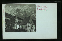 Mondschein-Lithographie Innsbruck, Gebirgskulisse Mit Kirche  - Altri & Non Classificati