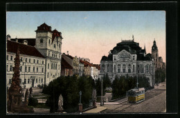 AK Kosice, Nationaltheater Und Jesuitenkirche Mit Strassenbahn  - Tram