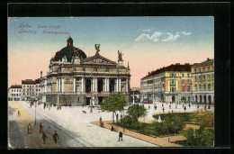 AK Lemberg, Strassenbahn Vor Dem Theatergebäude  - Tram