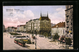 AK Belgrade, La Place Terazije, Strassenbahn  - Tram