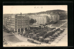 AK Alger, Hotel Excelsior, Nouville Douane, Square Laferriere, Strassenbahn  - Strassenbahnen