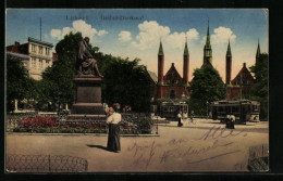 AK Lübeck, Strassenbahnen Am Geibel-Denkmal  - Tram