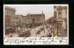 Lithographie Berlin, Strassenbahnen Auf Dem Alexanderplatz  - Tram