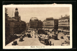 AK Madrid, Puerta Del Sol Mit Strassenbahn  - Tram