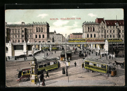 AK Berlin, Strassenbahnen Und Wettersäule Am Halleschen Tor  - Tramways