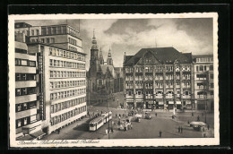 AK Breslau, Blücherplatz Mit Rathaus Und Strassenbahn  - Tram