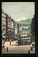 AK Genève, Rue Du Mont Blanc, Strassenbahn  - Tramways