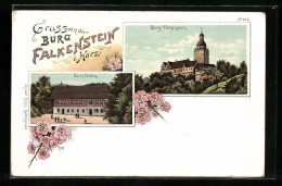 Lithographie Falkenstein /Harz, Gasthaus Zum Falken, Burg Falkenstein  - Sonstige & Ohne Zuordnung