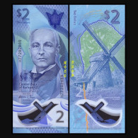 Barbados 2 Dollars, 2022, Polymer, H77 Prefix, UNC - Barbados (Barbuda)