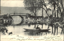 12319399 Zuerichhorn Partie Am Fluss Boot Bruecke  - Autres & Non Classés