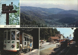 12296959 Uetliberg ZH Bahnhof Eisenbahn Wegweiser Holzschnitzerei Panorama Alpen - Other & Unclassified